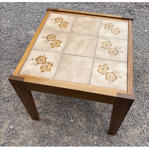 96 - TEAK TILE TOPPED LAMP TABLE