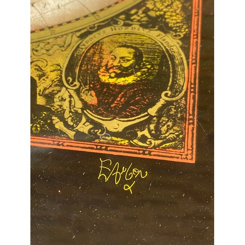 97 - GLASS MAP OF THE WORLD GAMES COFFEE TABLE AND CONTENTS