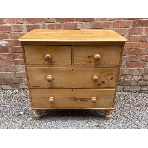 107 - VICTORIAN PINE TWO OVER TWO DRAWER CHEST