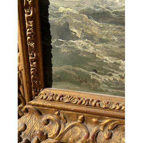 19TH CENTURY ENGLISH ROBERT HENRY ROE- OILS ON CANVAS FISHING BOATS OFF ...
