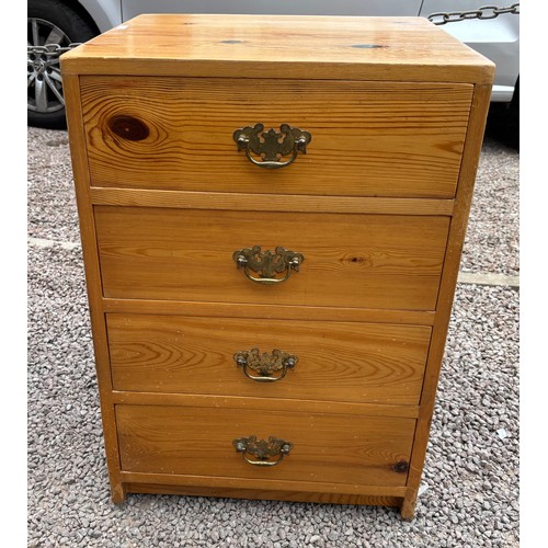 2 - PINE FOUR DRAWER CHEST AND MATCHING LOW CUPBOARD
