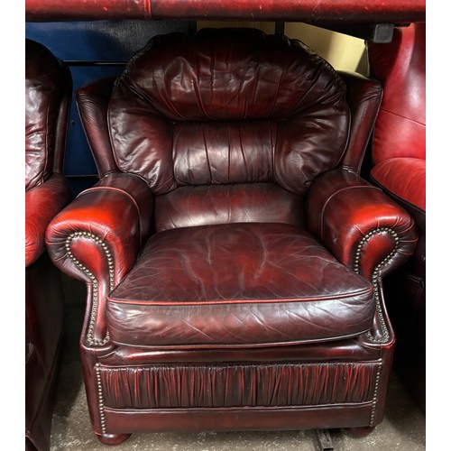 54 - RED LEATHER BUTTON BACK SINGLE CHAIR AND ONE OTHER