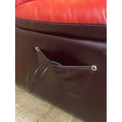 50 - PAIR OF RED LEATHER ELECTRIC RISER CHAIRS
