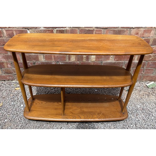 146 - ERCOL “BABY GIRAFFE” LIGHT ELM MOBILE SHELVING UNIT/BOOKCASE