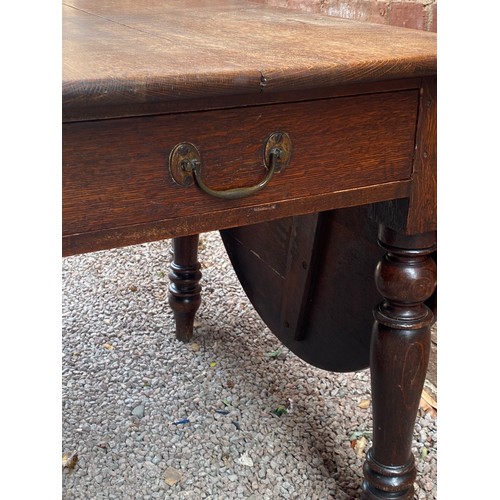 49 - VICTORIAN OAK DROP FLAP GATE LEG DINING TABLE