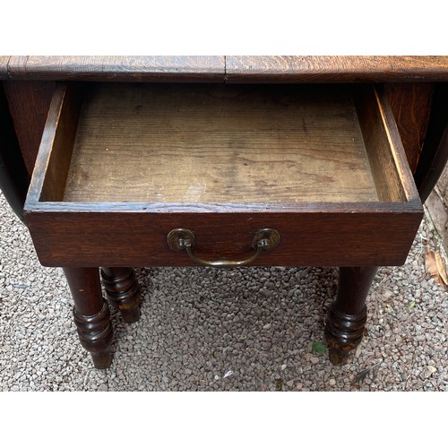 49 - VICTORIAN OAK DROP FLAP GATE LEG DINING TABLE