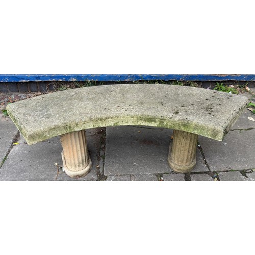 STONEWORK CONCAVE GARDEN BENCH