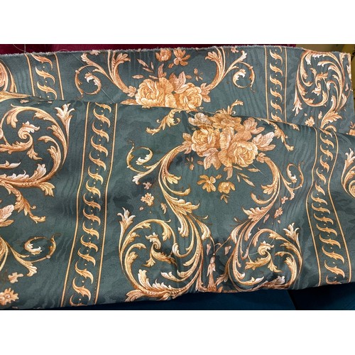 105 - BALE OF GREEN AND FLORAL ACANTHUS CURTAIN MATERIAL