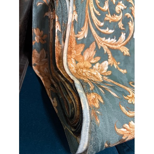 105 - BALE OF GREEN AND FLORAL ACANTHUS CURTAIN MATERIAL