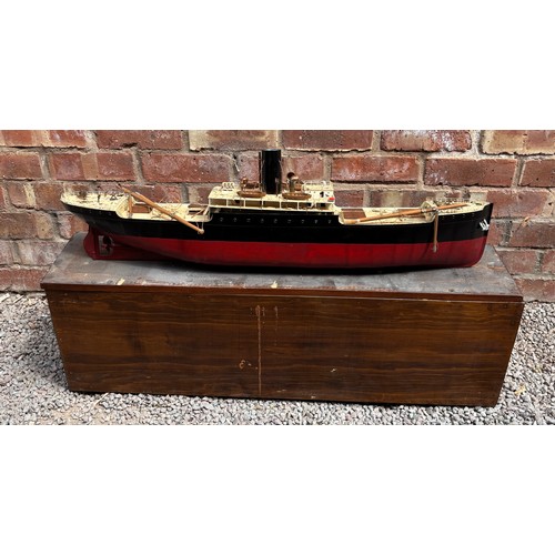 246 - SCRATCH BUILT METAL MODEL OF A TWO MASTED STEAM SHIP