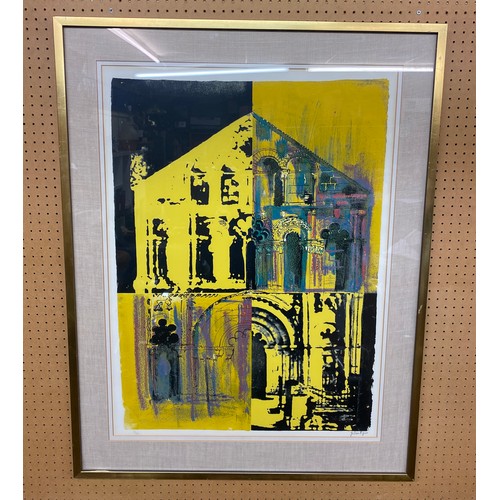 469 - JOHN PIPER(1903-1992) LITHOGRAPHIC PRINT ‘LE PETIT PALAIS’ IN YELLOW 11/25, SIGNED IN PENCIL