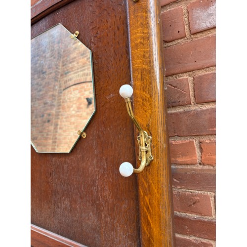 23 - OAK BOX HALL STICK AND COAT STAND (BACK LEGS A/F)