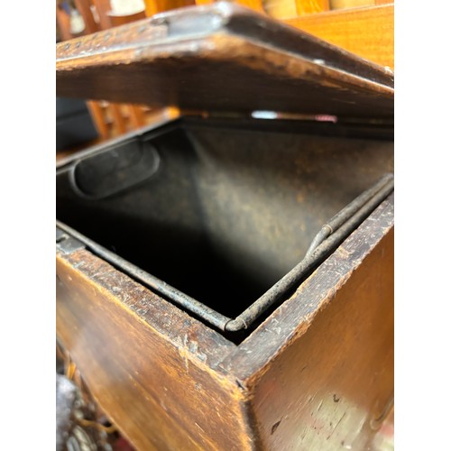 18 - MAHOGANY COAL BOX WITH MILITARY HANDLES