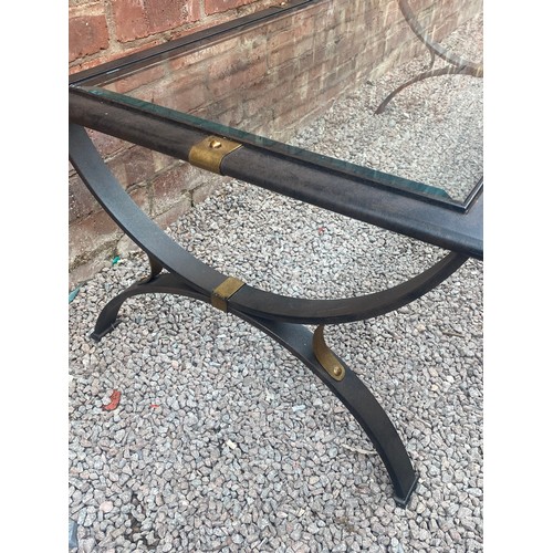 29 - BLACK WROUGHT IRON GLASS TOPPED COFFEE TABLE