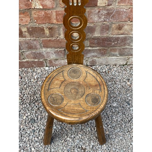 8 - CARVED RUSTIC PINE PIERCED BACK SPINNING CHAIR
