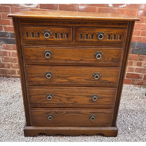 128 - OLD CHARM OAK TWO OVER FOUR DRAWER CHEST