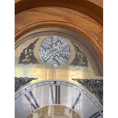 32 - TEMPUS FUGIT TRIPLE WEIGHT LONG CASE CLOCK