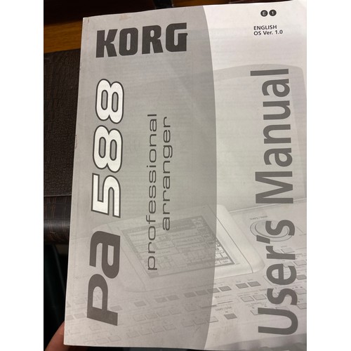 477 - KORG PA 588 PROFESSIONAL ARRANGER ELECTRIC KEYBOARD WITH PAPER WORK AND FOOT PEDAL