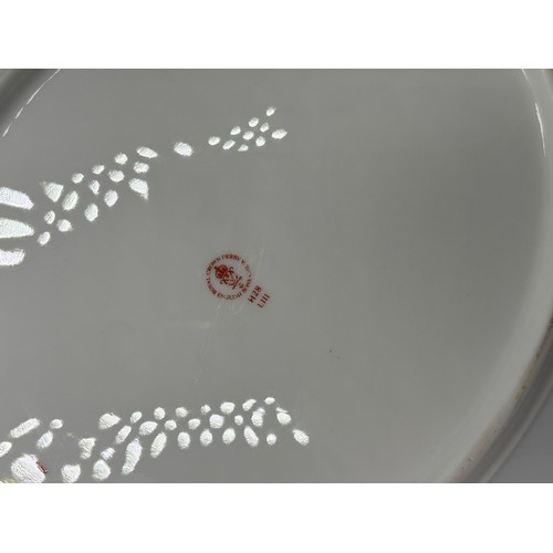 513 - ROYAL CROWN DERBY IMARI PATTERNED MINIATURE TEA SET ON OVAL TRAY (SECONDS)