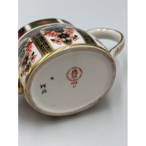 513 - ROYAL CROWN DERBY IMARI PATTERNED MINIATURE TEA SET ON OVAL TRAY (SECONDS)