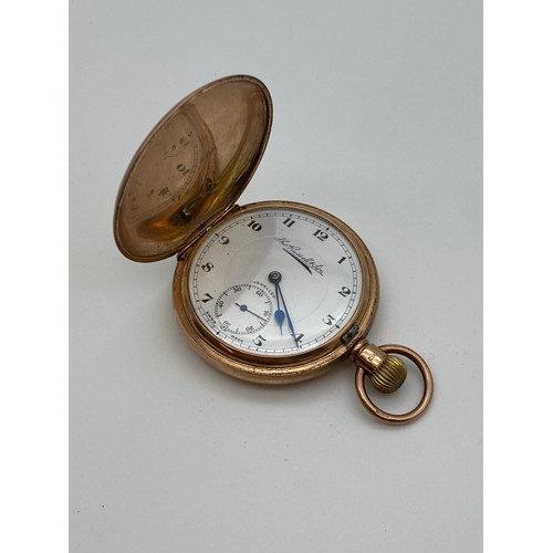 645 - 9CT GOLD CASED THOMAS RUSSELL AND SON POCKET WATCH 91G OVERALL.