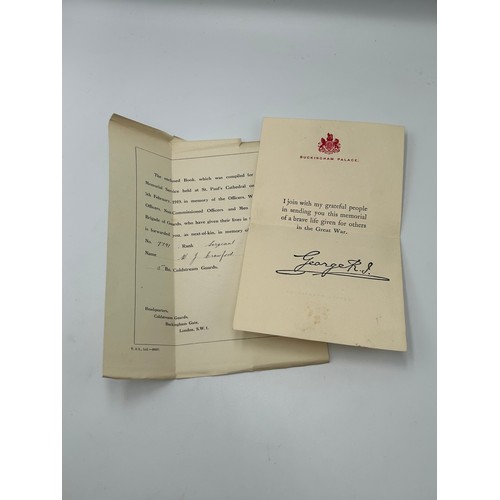 671 - ST. PAULS CATHEDRAL MEMORIAL SERVICE BOOKLET, BUCKINGHAM PALACE ACKNOWLEDGEMENT LETTER, DEATH PLAQUE... 