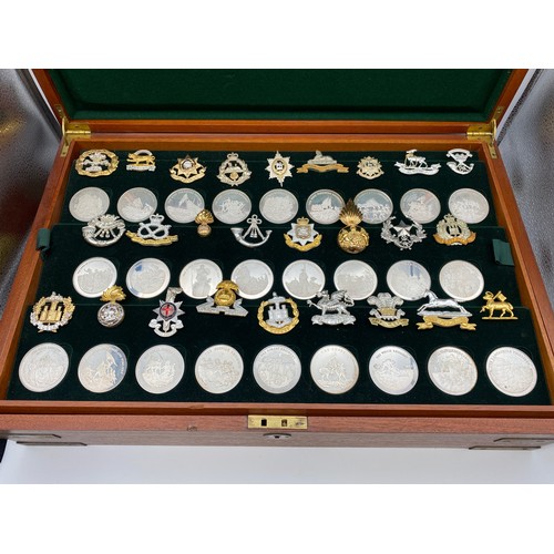 636 - COMPLETE SET OF 52 BIRMINGHAM MINT SOLID SILVER GREAT BRITISH REGIMENT MEDALS WITH CORRESPONDING INS... 