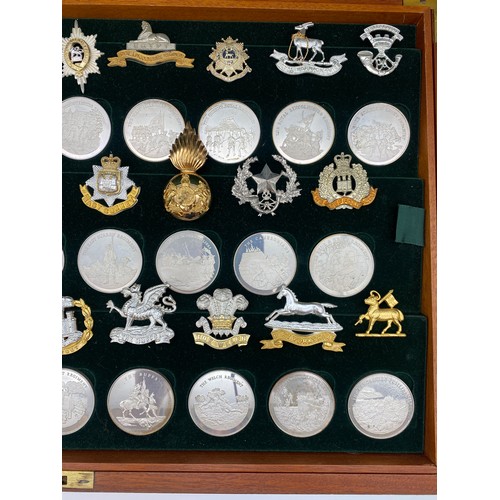 636 - COMPLETE SET OF 52 BIRMINGHAM MINT SOLID SILVER GREAT BRITISH REGIMENT MEDALS WITH CORRESPONDING INS... 