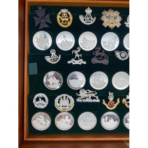 636 - COMPLETE SET OF 52 BIRMINGHAM MINT SOLID SILVER GREAT BRITISH REGIMENT MEDALS WITH CORRESPONDING INS... 