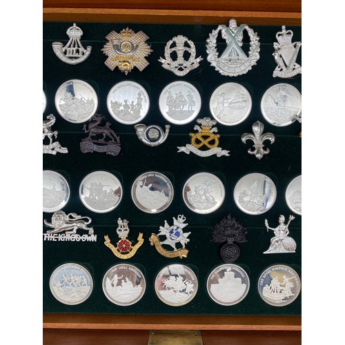 636 - COMPLETE SET OF 52 BIRMINGHAM MINT SOLID SILVER GREAT BRITISH REGIMENT MEDALS WITH CORRESPONDING INS... 