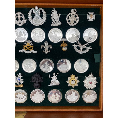 636 - COMPLETE SET OF 52 BIRMINGHAM MINT SOLID SILVER GREAT BRITISH REGIMENT MEDALS WITH CORRESPONDING INS... 