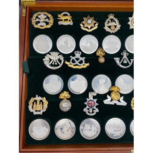 636 - COMPLETE SET OF 52 BIRMINGHAM MINT SOLID SILVER GREAT BRITISH REGIMENT MEDALS WITH CORRESPONDING INS... 