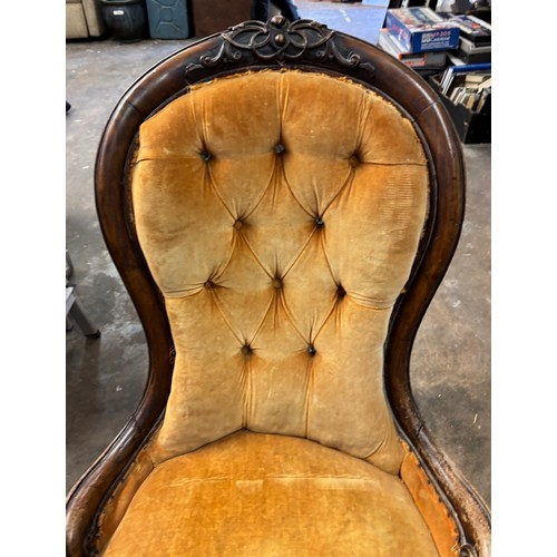 44 - VICTORIAN FRAMED BUTTON BACK NURSING CHAIR