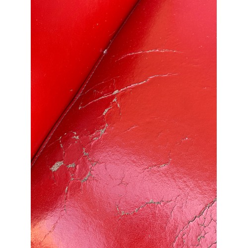 54 - RED LEATHER ART DECO STYLE TUB-CHAIR