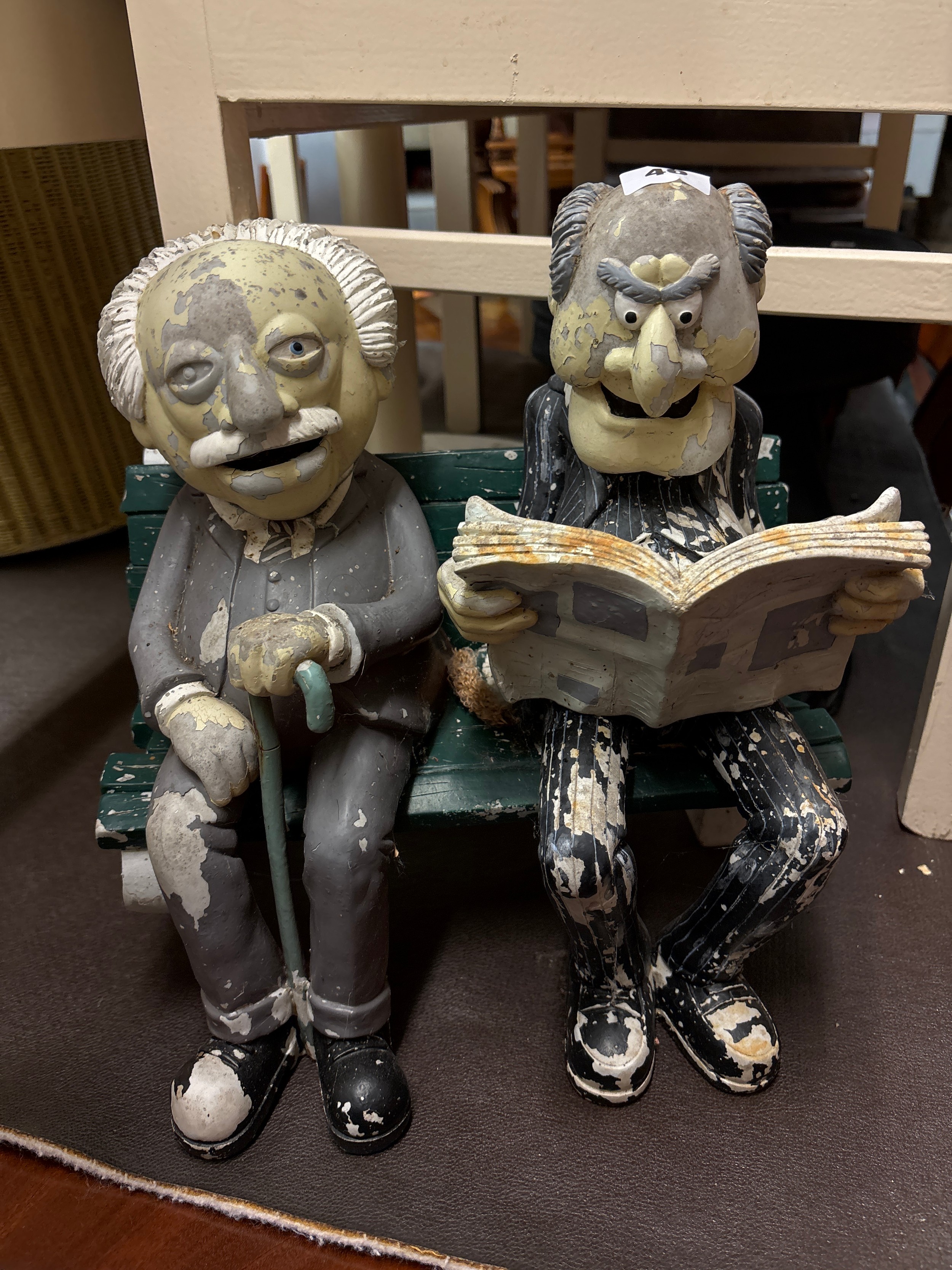 WALDORF AND STATLER MUPPET GARDEN BENCH FIGURE GROUP