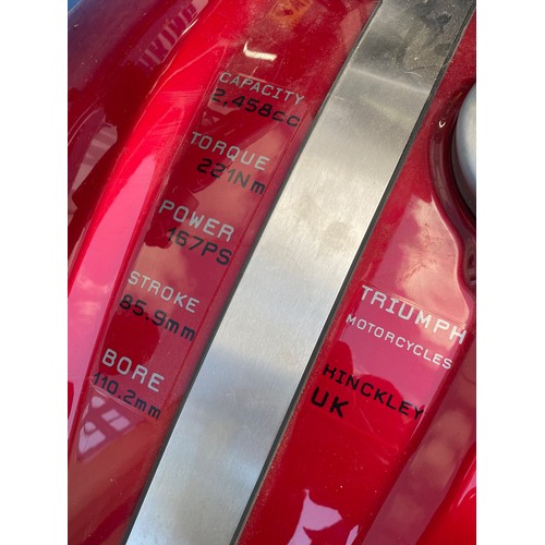 1A - 2022 - RED TRIUMPH ROCKET 3GT MOTORCYCLE 2458CC REGISTRATION OY22 YVZ-LOW MILEAGE V5C AND KEYS