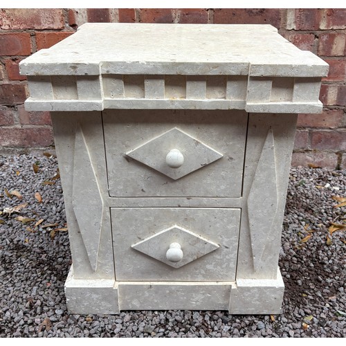 ARCHITECTURAL STONE EFFECT TWO DRAWER CHEST