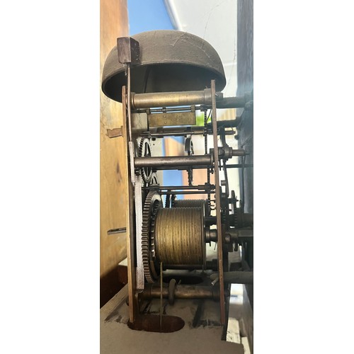 3 - 19TH CENTURY OAK AND MAHOGANY LONG CASE CLOCK WITH PAINTED ARCHED ENAMEL DIAL SIGNED E BLURTON STOUR... 