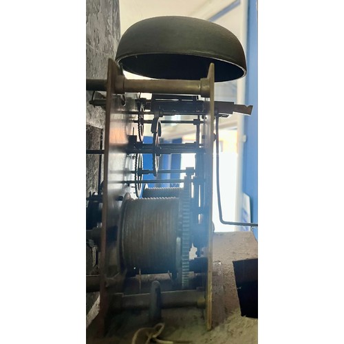 3 - 19TH CENTURY OAK AND MAHOGANY LONG CASE CLOCK WITH PAINTED ARCHED ENAMEL DIAL SIGNED E BLURTON STOUR... 