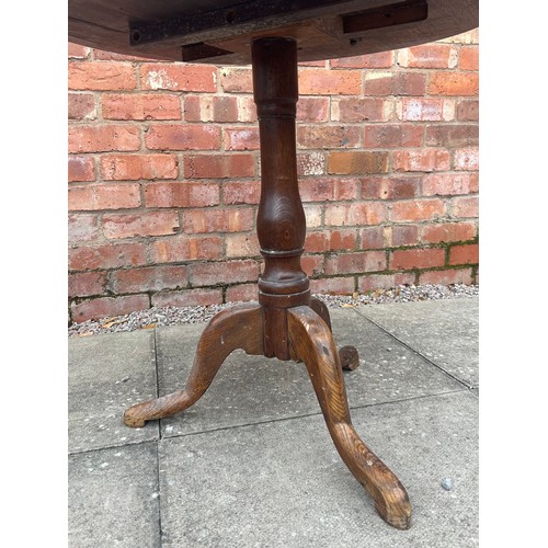 23 - 19TH CENTURY MAHOGANY TOPPED OAK BASED TRIPOD TABLE