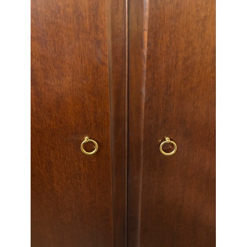 34 - STAG MINSTREL DOUBLE WARDROBE, KNEEHOLE DRESSING TABLE AND STOOL