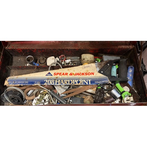 RED ENAMEL SNAP-ON DESKTOP TOOLBOX AND CONTENTS