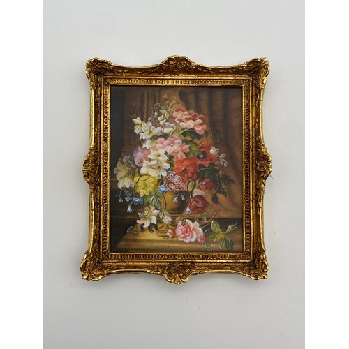 403A - FOUR QUALITY DOLLS HOUSE MINIATURE PAINTINGS OF GROUP PORTRAITS AND A STILL LIFE BY CHRISTOPHER WHIT... 