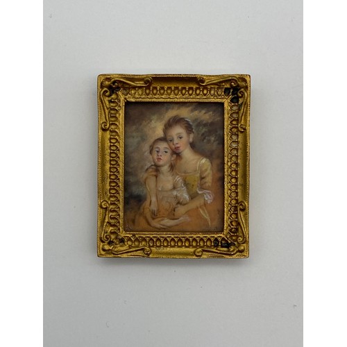 403A - FOUR QUALITY DOLLS HOUSE MINIATURE PAINTINGS OF GROUP PORTRAITS AND A STILL LIFE BY CHRISTOPHER WHIT... 