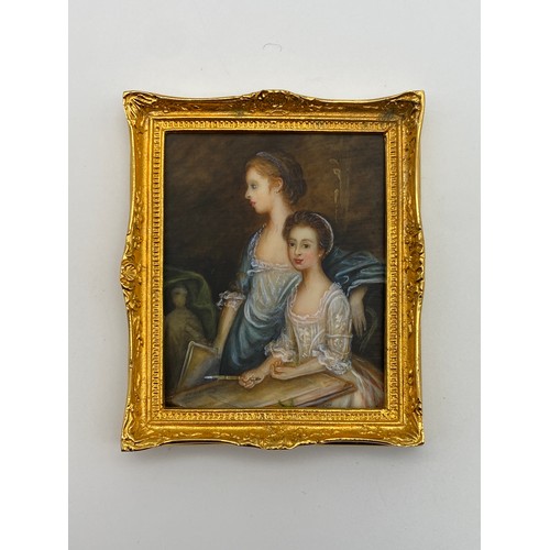 403A - FOUR QUALITY DOLLS HOUSE MINIATURE PAINTINGS OF GROUP PORTRAITS AND A STILL LIFE BY CHRISTOPHER WHIT... 