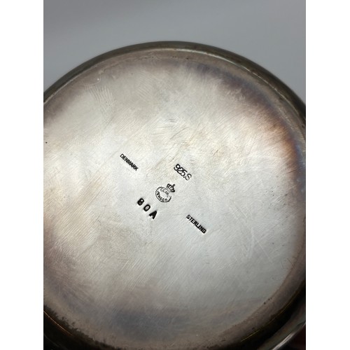 704 - GEORG JENSEN DANISH SILVER BEATEN EFFECT CHOCOLATE POT AND BOWL AND COVER 9.5 OZ APPROX