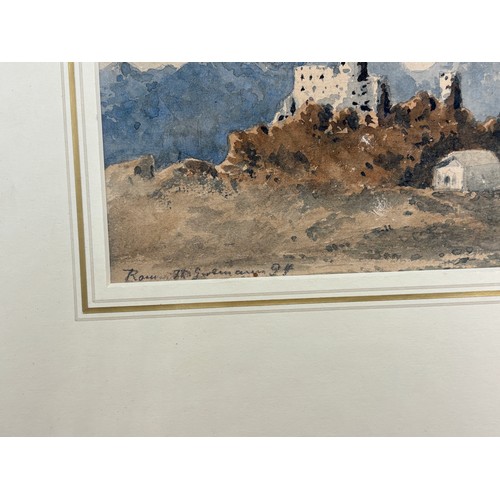 766 - SMALL WATERCOLOUR LATE 19TH CENTURY TITLED NEAR ROME IN MOUNT 20CM X 13CM