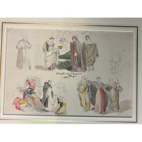 762 - GEORGE SMITH (1802-1838) SKETCH WATERCOLOUR  TITLED CHIOSTRO DI S.DOMENICO- PERUGIA A PAIR 24CM X 17... 