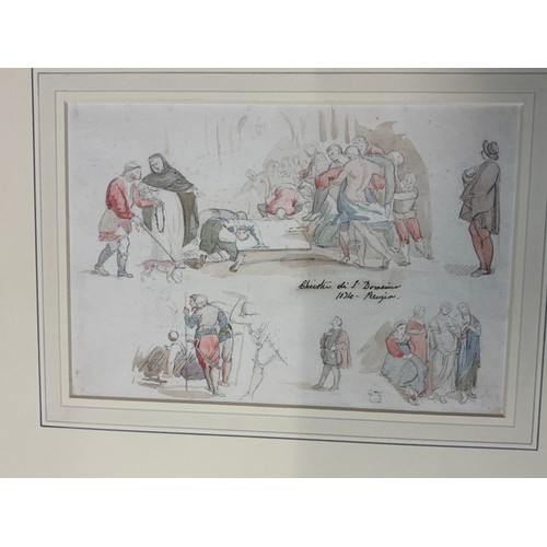 762 - GEORGE SMITH (1802-1838) SKETCH WATERCOLOUR  TITLED CHIOSTRO DI S.DOMENICO- PERUGIA A PAIR 24CM X 17... 