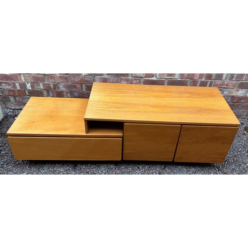 87 - TAPLEY DESIGN TEAK TWO PIECE LOW MEDIA UNIT